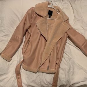 Forever 21 Faux Suede Moto Jacket in Blush